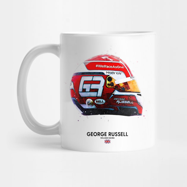 F1 2020 George Russell Crash Helmet by DB Motorsport Designs